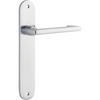 Door Lever Baltimore Return Oval Latch Pair Brushed Chrome H240xW40xP58mm in Brushed Chrome