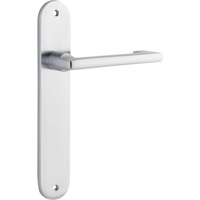 Door Lever Baltimore Return Oval Latch Pair Brushed Chrome H240xW40xP58mm in Brushed Chrome
