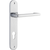 Door Lever Baltimore Return Oval Euro Pair Brushed Chrome CTC85mm H240xW40xP58mm in Brushed Chrome