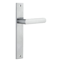 Door Lever Osaka on Long Backplate Pair Brushed Chrome H240xW38xP55mm in Brushed Chrome