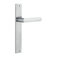 Door Lever Osaka on Long Backplate Pair Brushed Chrome H240xW38xP55mm in Brushed Chrome