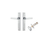 Door Lever Osaka Rectangular Latch Pair Brushed Chrome H240xW38xP55mm Passage Kit, Tube Latch Split Cam 'T' Striker Brushed Chrome Backset 60mm in Brushed Chrome