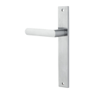 Door Lever Osaka Rectangular Latch Left Hand Fixed Brushed Chrome L120xP52mm BPH240xW38mm in Brushed Chrome