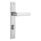 Door Lever Osaka Rectangular Privacy Pair Brushed Chrome CTC85mm H240xW38xP55mm in Brushed Chrome