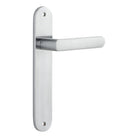 Door Lever Osaka Oval Latch Pair Brushed Chrome H240xW40xP55mm in Brushed Chrome