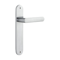Door Lever Osaka Oval Latch Pair Brushed Chrome H240xW40xP55mm in Brushed Chrome