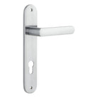 Door Lever Osaka Oval Euro Pair Brushed Chrome CTC85mm H240xW40xP55mm in Brushed Chrome