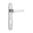 Door Lever Osaka Oval Euro Pair Brushed Chrome CTC85mm H240xW40xP55mm in Brushed Chrome