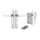 Door Lever Osaka Oval Euro Pair Brushed Chrome CTC85mm H240xW40xP55mm Entrance Kit Mortice Lock Euro Brushed Chrome CTC85mm Backset 60mm, Euro Cylinder Dual Function 5 Pin Brushed Chrome L65mm KA1 in Brushed Chrome