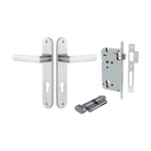 Door Lever Osaka Oval Euro Pair Brushed Chrome CTC85mm H240xW40xP55mm Entrance Kit Mortice Lock Euro Brushed Chrome CTC85mm Backset 60mm, Euro Cylinder Key Thumb 6 Pin Brushed Chrome L70mm KA1 in Brushed Chrome
