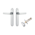 Door Lever Osaka Oval Latch Pair Brushed Chrome H240xW40xP55mm Passage Kit Tube Latch Split Cam 'T' Striker Brushed Chrome Backset 60mm in Brushed Chrome