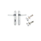 Door Lever Osaka Oval Privacy Pair Brushed Chrome CTC85mm H240xW40xP55mm Privacy Kit Tube Latch Split Cam 'T' Striker Brushed Chrome Backset 60mm, Privacy Bolt Round Bolt Brushed Chrome Backset 60mm in Brushed Chrome