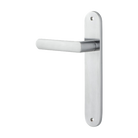 Door Lever Osaka Oval Latch Left Hand Fixed Brushed Chrome L120xP52mm BPH240xW40mm in Brushed Chrome