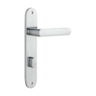Door Lever Osaka Oval Privacy Pair Brushed Chrome CTC85mm H240xW40xP55mm in Brushed Chrome
