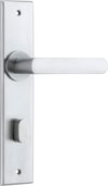 Door Lever Osaka Chamfered Privacy Pair Brushed Chrome CTC85mm H240xW50xP55mm in Brushed Chrome