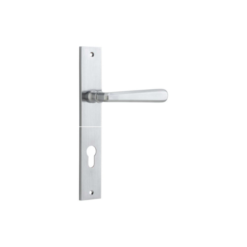 Door Lever Copenhagen Rectangular Euro Pair Brushed Chrome CTC85mm H240xW38xP61mm in Brushed Chrome
