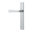 Door Lever Copenhagen Rectangular Latch Left Hand Fixed Brushed Chrome L120xP57mm BPH240xW38mm in Brushed Chrome