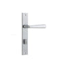 Door Lever Copenhagen Rectangular Privacy Pair Brushed Chrome CTC85mm H240xW38xP61mm in Brushed Chrome