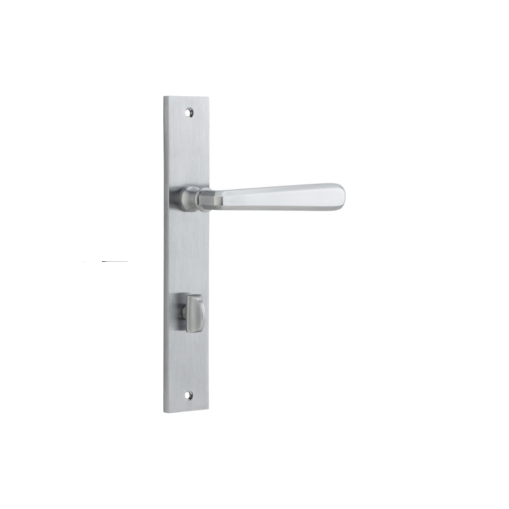 Door Lever Copenhagen Rectangular Privacy Pair Brushed Chrome CTC85mm H240xW38xP61mm in Brushed Chrome