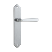 Door Lever Copenhagen Shouldered Latch Pair Brushed Chrome H250xW48xP61mm in Brushed Chrome