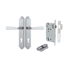 Door Lever Copenhagen Shouldered Euro Pair Brushed Chrome CTC85mm H250xW48xP61mm Entrance Kit Mortice Lock Euro Brushed Chrome CTC85mm Backset 60mm, Euro Cylinder Dual Function 5 Pin Brushed Chrome L65mm KA1 in Brushed Chrome