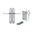 Door Lever Copenhagen Shouldered Euro Pair Brushed Chrome CTC85mm H250xW48xP61mm Entrance Kit Mortice Lock Euro Brushed Chrome CTC85mm Backset 60mm, Euro Cylinder Key Thumb 6 Pin Brushed Chrome L70mm KA1 in Brushed Chrome