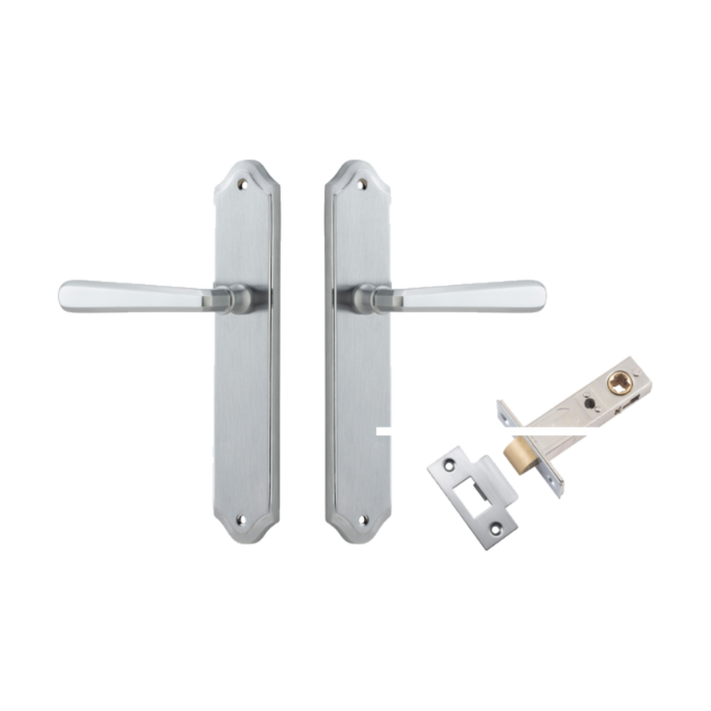 Door Lever Copenhagen Shouldered Latch Pair Brushed Chrome H250xW48xP61mm Passage Kit Tube Latch Split Cam 'T' Striker Brushed Chrome Backset 60mm in Brushed Chrome