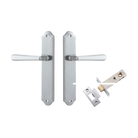 Door Lever Copenhagen Shouldered Latch Pair Brushed Chrome H250xW48xP61mm Passage Kit Tube Latch Split Cam 'T' Striker Brushed Chrome Backset 60mm in Brushed Chrome