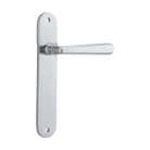 Door Lever Copenhagen Oval Latch Pair Brushed Chrome H240xW40xP61mm in Brushed Chrome
