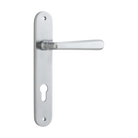 Door Lever Copenhagen Oval Euro Pair Brushed Chrome CTC85mm H240xW40xP61mm in Brushed Chrome