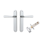 Door Lever Copenhagen Oval Latch Pair Brushed Chrome H240xW40xP61mm Passage Kit Tube Latch Split Cam 'T' Striker Brushed Chrome Backset 60mm in Brushed Chrome