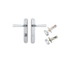Door Lever Copenhagen Oval Privacy Pair Brushed Chrome CTC85mm H240xW40xP61mm Inbuilt Privacy Kit Tube Latch Split Cam 'T' Striker Brushed Chrome Backset 60mm, Privacy Bolt Round Bolt Brushed Chrome Backset 60mm in Brushed Chrome