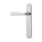 Door Lever Copenhagen Oval Latch Left Hand Fixed Brushed Chrome L120xP57mm BPH240xW40mm in Brushed Chrome