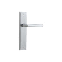 Door Lever Copenhagen Stepped Latch Pair Brushed Chrome H237xW50xP61mm in Brushed Chrome
