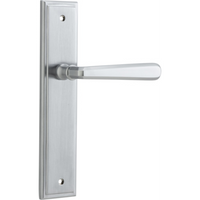 Door Lever Copenhagen Stepped Latch Pair Brushed Chrome H237xW50xP61mm in Brushed Chrome