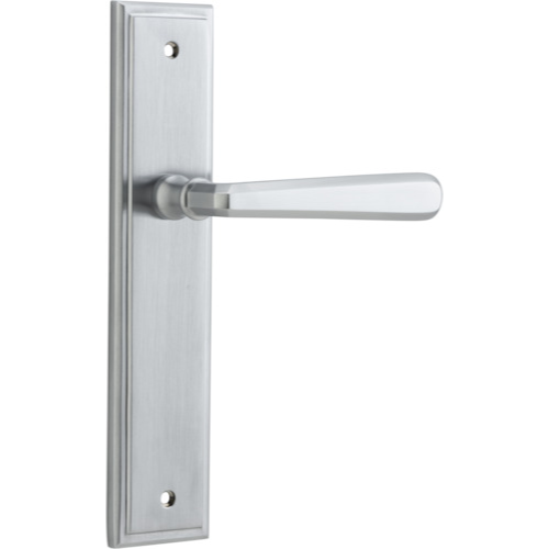 Door Lever Copenhagen Stepped Latch Pair Brushed Chrome H237xW50xP61mm in Brushed Chrome