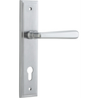 Door Lever Copenhagen Stepped Euro Pair Brushed Chrome CTC85mm H237xW50xP61mm in Brushed Chrome
