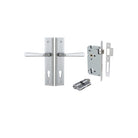 Door Lever Copenhagen Stepped Euro Pair Brushed Chrome CTC85mm H237xW50xP61mm Entrance Kit Mortice Lock Euro Brushed Chrome CTC85mm Backset 60mm, Euro Cylinder Dual Function 5 Pin Brushed Chrome L65mm KA1 in Brushed Chrome