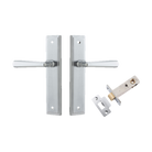 Pair of Iver Copenhagen lever handles on stepped backplates, showcasing sleek architectural hardware design.