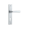 Door Lever Copenhagen Chamfered Euro Pair Brushed Chrome CTC85mm H240xW50xP61mm in Brushed Chrome