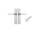 Door Lever Copenhagen Chamfered Brushed Chrome L120xP59mm BPH240xW50mm Passage Kit Tube Latch Split Cam 'T' Striker Brushed Chrome Backset 60mm in Brushed Chrome