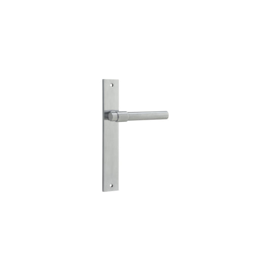 Door Lever Helsinki on Long Backplate Pair Brushed Chrome H240xW38xP44mm in Brushed Chrome