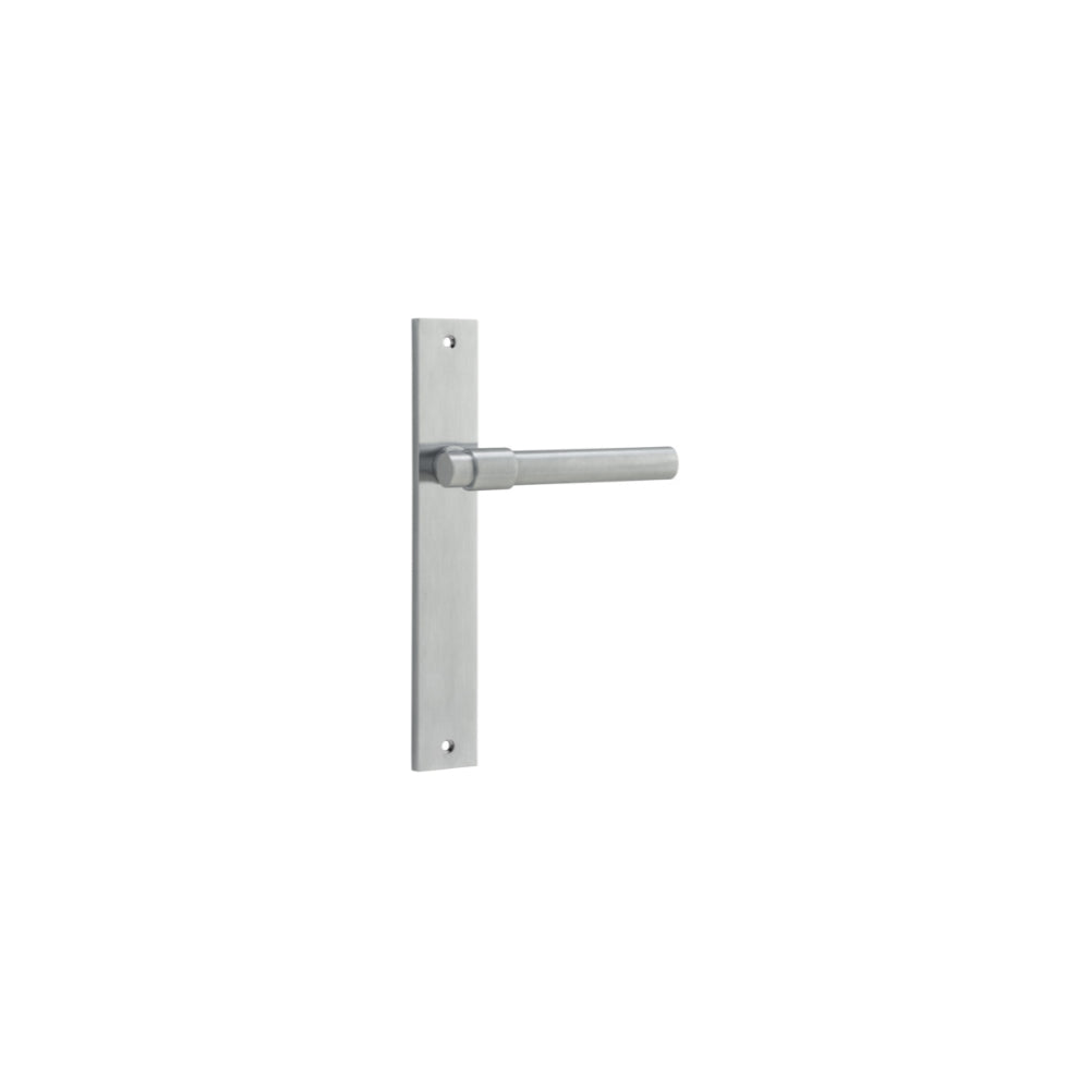 Door Lever Helsinki on Long Backplate Pair Brushed Chrome H240xW38xP44mm in Brushed Chrome