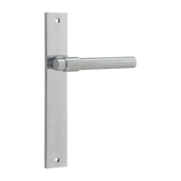 Door Lever Helsinki on Long Backplate Pair Brushed Chrome H240xW38xP44mm in Brushed Chrome