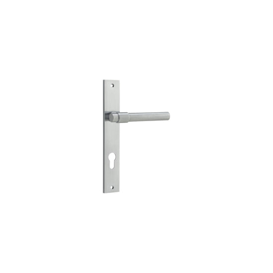 Door Lever Helsinki Rectangular Euro Pair Brushed Chrome CTC85mm H240xW38xP44mm in Brushed Chrome