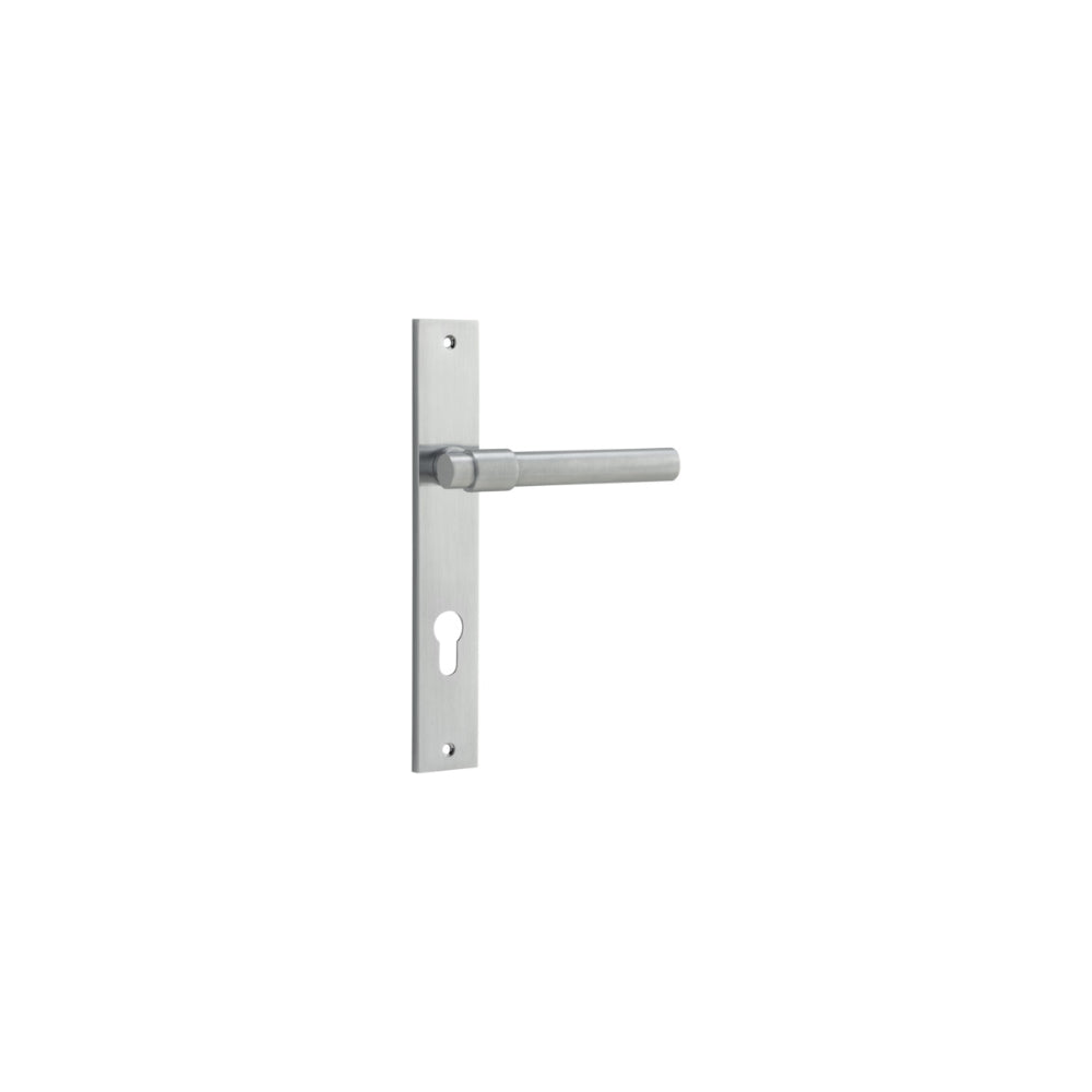 Door Lever Helsinki Rectangular Euro Pair Brushed Chrome CTC85mm H240xW38xP44mm in Brushed Chrome
