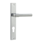 Door Lever Helsinki Rectangular Euro Pair Brushed Chrome CTC85mm H240xW38xP44mm in Brushed Chrome