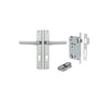 Door Lever Helsinki Rectangular Euro Pair Brushed Chrome CTC85mm H240xW38xP44mm Entrance Kit, Mortice Lock Euro Brushed Chrome CTC85mm Backset 60mm, Euro Cylinder Dual Function 5 Pin Brushed Chrome L65mm KA1 in Brushed Chrome