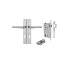 Door Lever Helsinki Rectangular Euro Pair Brushed Chrome CTC85mm H240xW38xP44mm Entrance Kit, Mortice Lock Euro Brushed Chrome CTC85mm Backset 60mm, Euro Cylinder Dual Function 5 Pin Brushed Chrome L65mm KA1 in Brushed Chrome