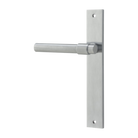 Door Lever Helsinki Rectangular Latch Left Hand Fixed Brushed Chrome L137xP58mm BPH240xW38mm in Brushed Chrome